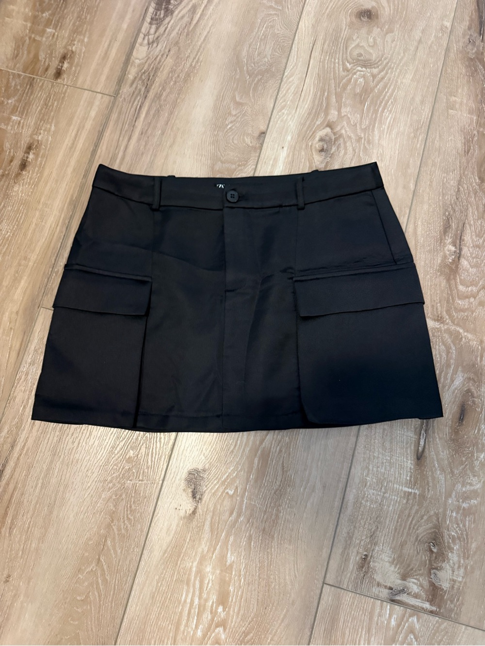 Zara Black Mini Skirt with Flap Cargo Pockets